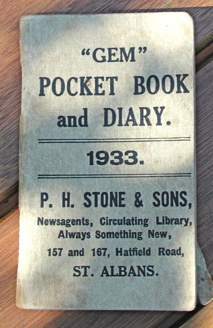 Branded diary 1933 P H Stone & Sons